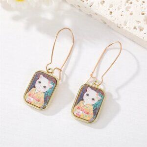 NEW Sweet Kitty Cat Geisha Drop Earrings